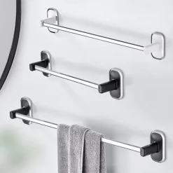 Towel Rack Stainless Steel Self-adhesive Bathroom Suction Cup Bathroom Hanger Toilet Hanger Plastic Wall Suction Single Bar Towel Bar Hole Free