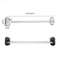 Towel Rack Stainless Steel Self-adhesive Bathroom Suction Cup Bathroom Hanger Toilet Hanger Plastic Wall Suction Single Bar Towel Bar Hole Free