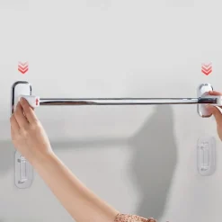 Towel Rack Stainless Steel Self-adhesive Bathroom Suction Cup Bathroom Hanger Toilet Hanger Plastic Wall Suction Single Bar Towel Bar Hole Free