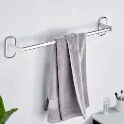 Towel Rack Stainless Steel Self-adhesive Bathroom Suction Cup Bathroom Hanger Toilet Hanger Plastic Wall Suction Single Bar Towel Bar Hole Free