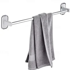 Towel Rack Stainless Steel Self-adhesive Bathroom Suction Cup Bathroom Hanger Toilet Hanger Plastic Wall Suction Single Bar Towel Bar Hole Free