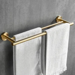 Towel Rack Wall Mounted Stainless Steel Towel Bar 2-tier Towel Rail (Golden/Chrome/Black/Brushed Nickel)