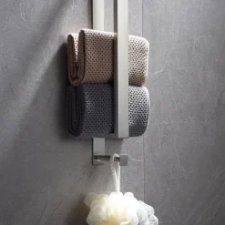 Towel Racks with Hook for Bathroom,Self-Adhesive Towel Bar Wall Mounted SUS304 Stainless Steel No Drill Towel Holders for Toilet Bathroom,Kitchen(Black/Chrome/Brushed Nickel)40cm