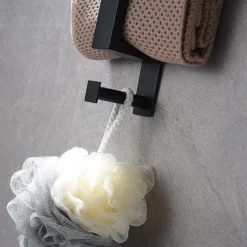 Towel Racks with Hook for Bathroom,Self-Adhesive Towel Bar Wall Mounted SUS304 Stainless Steel No Drill Towel Holders for Toilet Bathroom,Kitchen(Black/Chrome/Brushed Nickel)40cm