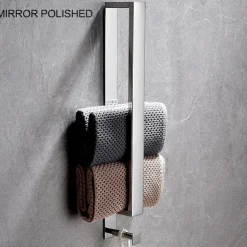 Towel Racks with Hook for Bathroom,Self-Adhesive Towel Bar Wall Mounted SUS304 Stainless Steel No Drill Towel Holders for Toilet Bathroom,Kitchen(Black/Chrome/Brushed Nickel)40cm