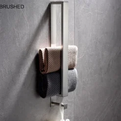 Towel Racks with Hook for Bathroom,Self-Adhesive Towel Bar Wall Mounted SUS304 Stainless Steel No Drill Towel Holders for Toilet Bathroom,Kitchen(Black/Chrome/Brushed Nickel)40cm