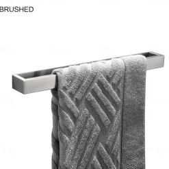 Towel Rail, Strong Self Adhesive Black Towel Holder Stainless Steel Wall Mounted