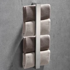 Towel Rail, Strong Self Adhesive Black Towel Holder Stainless Steel Wall Mounted