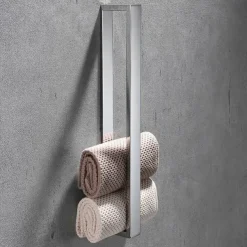 Towel Rail, Strong Self Adhesive Black Towel Holder Stainless Steel Wall Mounted