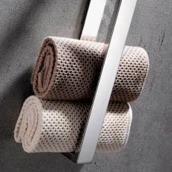 Towel Rail, Strong Self Adhesive Black Towel Holder Stainless Steel Wall Mounted