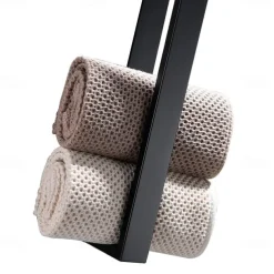 Towel Rail, Strong Self Adhesive Black Towel Holder Stainless Steel Wall Mounted