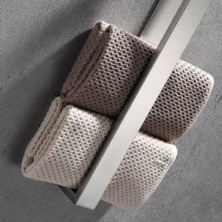 Towel Rail, Strong Self Adhesive Black Towel Holder Stainless Steel Wall Mounted