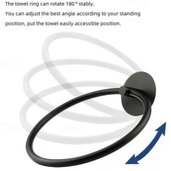 Towel Ring for Bathroom, Self-adhesive Hand Towel Holder Wall Mounted,304 Stainless Steel Bath Towel Hanger/Round Hand Towel Rack Perfect for Bathroom, Sink, Kitchen