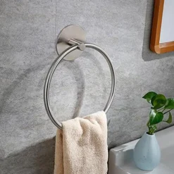 Towel Ring for Bathroom, Self-adhesive Hand Towel Holder Wall Mounted,304 Stainless Steel Bath Towel Hanger/Round Hand Towel Rack Perfect for Bathroom, Sink, Kitchen