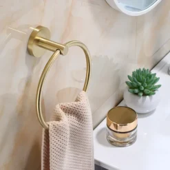 Towel Ring for Bathroom,Stainless Steel Hand Towel Holder Modern Circle Towel Hanger Round Towel Rack Wall Mounted(Black/Chrome/Golden/Brushed Nickel)