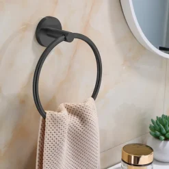 Towel Ring for Bathroom,Stainless Steel Hand Towel Holder Modern Circle Towel Hanger Round Towel Rack Wall Mounted(Black/Chrome/Golden/Brushed Nickel)