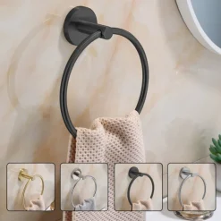 Towel Ring for Bathroom,Stainless Steel Hand Towel Holder Modern Circle Towel Hanger Round Towel Rack Wall Mounted(Black/Chrome/Golden/Brushed Nickel)