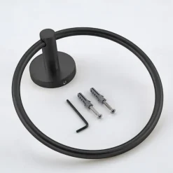 Towel Ring for Bathroom,Stainless Steel Hand Towel Holder Modern Circle Towel Hanger Round Towel Rack Wall Mounted(Black/Chrome/Golden/Brushed Nickel)