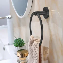 Towel Ring for Bathroom,Stainless Steel Hand Towel Holder Modern Circle Towel Hanger Round Towel Rack Wall Mounted(Black/Chrome/Golden/Brushed Nickel)