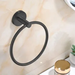 Towel Ring for Bathroom,Stainless Steel Hand Towel Holder Modern Circle Towel Hanger Round Towel Rack Wall Mounted(Black/Chrome/Golden/Brushed Nickel)