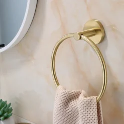 Towel Ring for Bathroom,Stainless Steel Hand Towel Holder Modern Circle Towel Hanger Round Towel Rack Wall Mounted(Black/Chrome/Golden/Brushed Nickel)