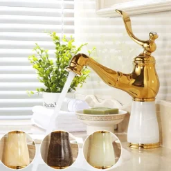 Traditional Bathroom Faucet Pull Out Basin Sink Mixer Taps Short/Tall, Vintage Brass Vessel Taps Ceramic Single Handle, with Cold and Hot Hose