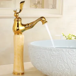 Traditional Bathroom Faucet Pull Out Basin Sink Mixer Taps Short/Tall, Vintage Brass Vessel Taps Ceramic Single Handle, with Cold and Hot Hose