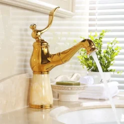 Traditional Bathroom Faucet Pull Out Basin Sink Mixer Taps Short/Tall, Vintage Brass Vessel Taps Ceramic Single Handle, with Cold and Hot Hose