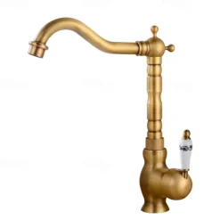 Traditional Kitchen Sink Mixer Faucet with Cold and Hot Hose, Vessel Taps Single Handle