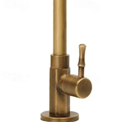 Traditional Kitchen Sink Faucet Cold Water Only, Retro Brass Single Handle Kitchen Tap Golden Electroplated Standard Spout