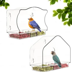 Transparent Acrylic Bird Feeder - Wall-Mounted, Suction Cup Design (Clear) - Easy to Clean & Weatherproof - Ideal for Elderly & Kids