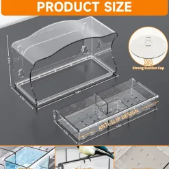 Transparent Acrylic Bird Feeder - Wall-Mounted, Suction Cup Design (Clear) - Easy to Clean & Weatherproof - Ideal for Elderly & Kids