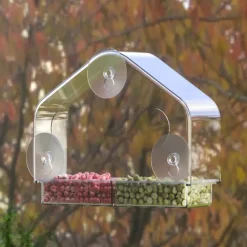 Transparent Acrylic Bird Feeder - Wall-Mounted, Suction Cup Design (Clear) - Easy to Clean & Weatherproof - Ideal for Elderly & Kids