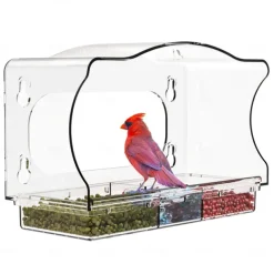 Transparent Acrylic Bird Feeder - Wall-Mounted, Suction Cup Design (Clear) - Easy to Clean & Weatherproof - Ideal for Elderly & Kids