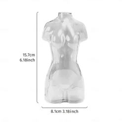 Transparent Female Body Glass Vase – Artistic Human Figure Flower Vase, Unique Hydroponic Planter for Living Room, Home Decor, Entryway & Bookshelf Display