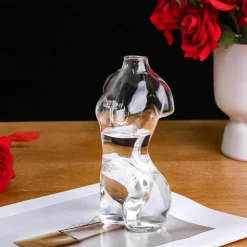 Transparent Female Body Glass Vase – Artistic Human Figure Flower Vase, Unique Hydroponic Planter for Living Room, Home Decor, Entryway & Bookshelf Display