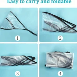 Transparent PVC Rain Bonnet Turban Hats, Non-Textile, Inelastic, Water-Resistant, Minimalist Design, Hand Washable, with Operation Instruction, for Women, Rainy Days and Outdoor Activities
