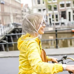 Transparent PVC Rain Bonnet Turban Hats, Non-Textile, Inelastic, Water-Resistant, Minimalist Design, Hand Washable, with Operation Instruction, for Women, Rainy Days and Outdoor Activities