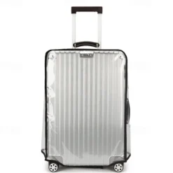 Transparent PVC Trolley Suitcase Protective Cover - Wear-Resistant Travel Case Dust Cover with Leather Trim