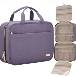 Travel Toiletry Bag for Women & Men, Waterproof Makeup Bag with Hanging Hook and Multiple Pockets, Cosmetic Bags for Women, Travel Essentials,