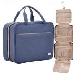 Travel Toiletry Bag for Women & Men, Waterproof Makeup Bag with Hanging Hook and Multiple Pockets, Cosmetic Bags for Women, Travel Essentials,