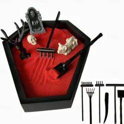 Tray Garden with Sand Spooky Goth Decor for Tables Desk Home Red Creepy Set Home Decor Other Home Decor