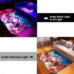 Tree of Life Blacklight Rug Carpet Floor Mat UV Reactive Glow in the Dark Rug Large Non-Slip Rug Mat Carpet for Room Decor