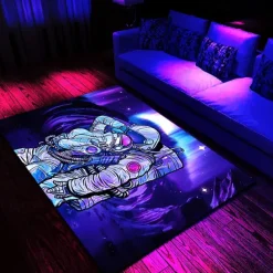 Tree of Life Blacklight Rug Carpet Floor Mat UV Reactive Glow in the Dark Rug Large Non-Slip Rug Mat Carpet for Room Decor