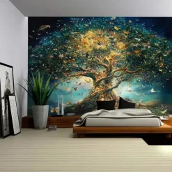 Tree of Life Landscape Hanging Tapestry Mural Art Large Tapestry Mural Decoration Photo Background Carpet Curtain Home Bedroom Living Room Decoration