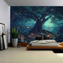 Tree of Life Landscape Hanging Tapestry Mural Art Large Tapestry Mural Decoration Photo Background Carpet Curtain Home Bedroom Living Room Decoration