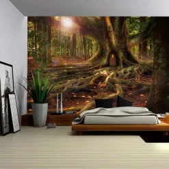 Tree of Life Landscape Hanging Tapestry Mural Art Large Tapestry Mural Decoration Photo Background Carpet Curtain Home Bedroom Living Room Decoration