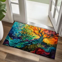 Tree of Life Painting Doormat Floor Mats Washable Rugs Kitchen Mat Non-Slip Oil Proof Rug Indoor Outdoor Mat Bedroom Decor Bathroom Mat Entrance Rug