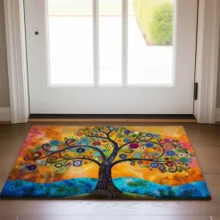 Tree of Life Painting Doormat Floor Mats Washable Rugs Kitchen Mat Non-Slip Oil Proof Rug Indoor Outdoor Mat Bedroom Decor Bathroom Mat Entrance Rug