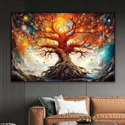Tree Of Life Wall Art Canvas Tree Prints and Posters Pictures Decorative Fabric Painting For Living Room Pictures No Frame